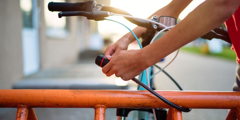 bike cable lock securing a bike