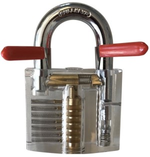 double locking padlock being shimmed